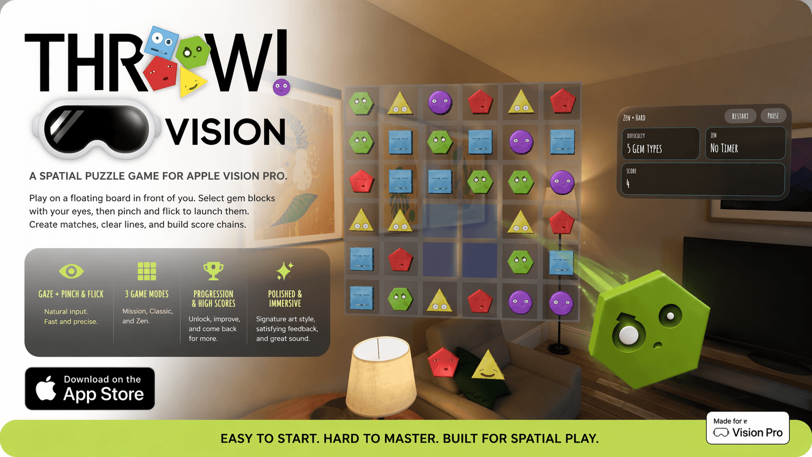 Throw!Vision promotional image for Apple Vision Pro
